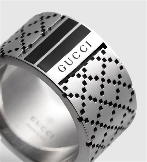 gucci black and silver ring